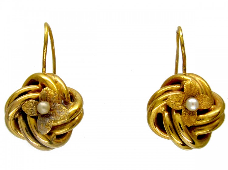 15ct Gold Victorian Flower Knot Earrings