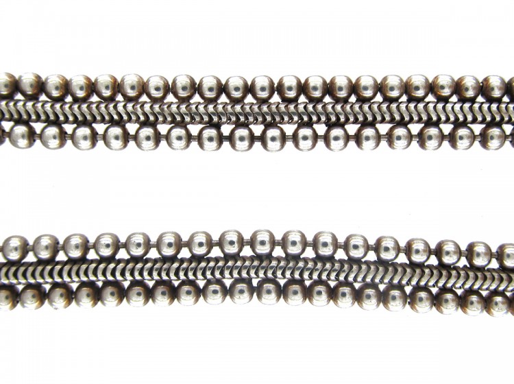 Edwardian Silver Victorian Bobble & Weave Collar
