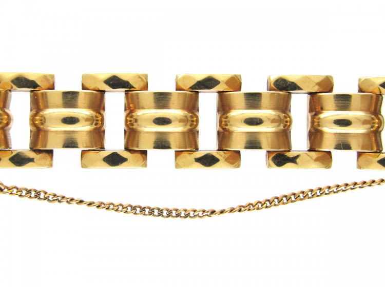 Retro 18ct Gold Articulated Tank Bracelet