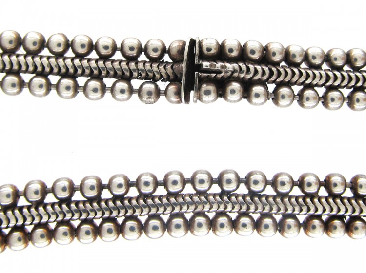 Edwardian Silver Victorian Bobble & Weave Collar