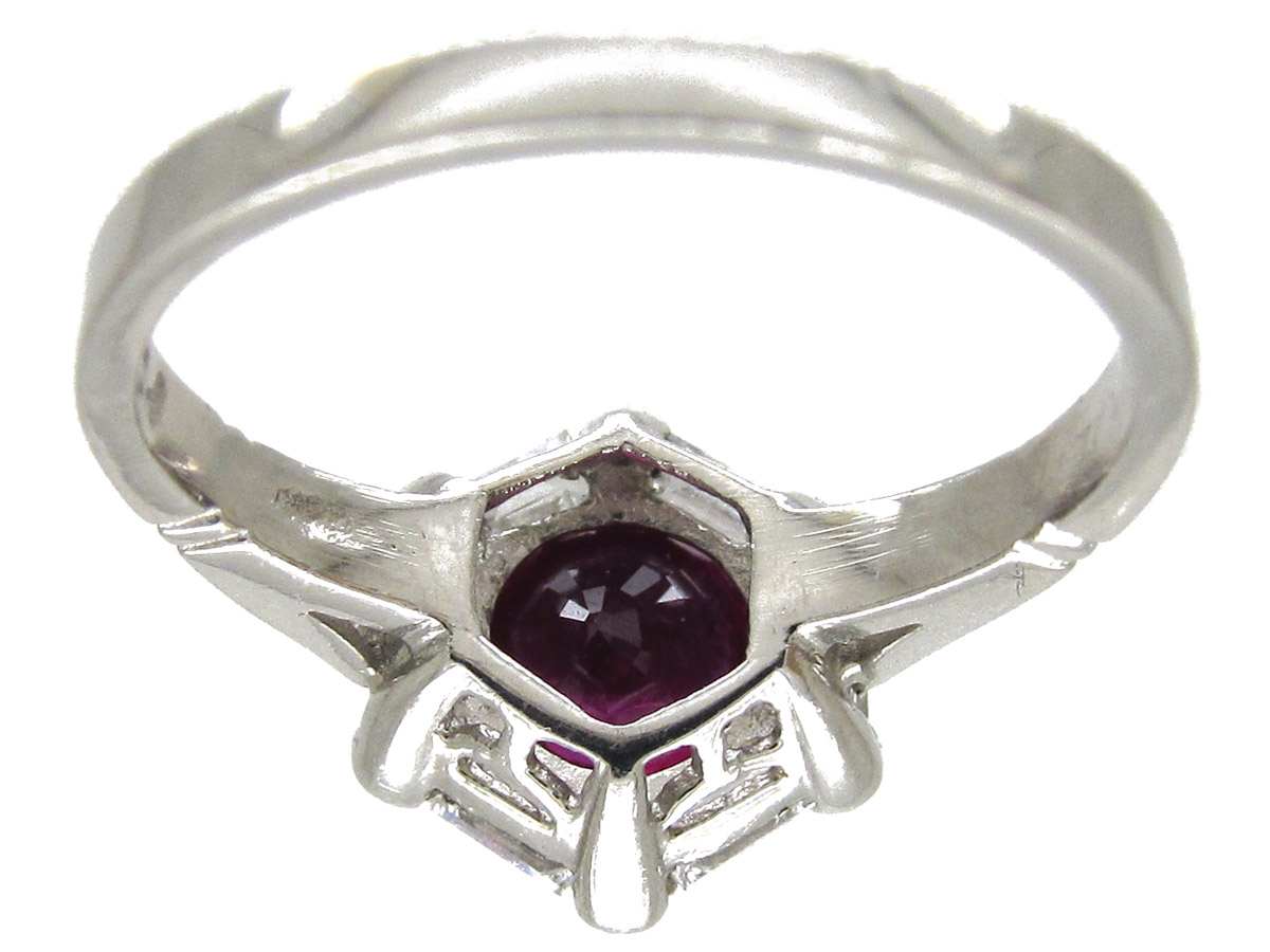 Natural Ruby & Diamond Hexagonal Art Deco Ring (150F) | The Antique ...