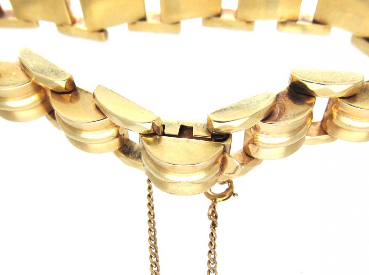 Retro 18ct Gold Articulated Tank Bracelet