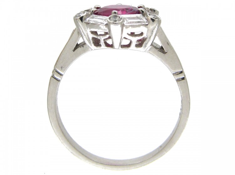 Natural Ruby & Diamond Hexagonal Art Deco Ring