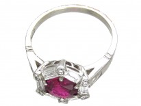 Natural Ruby & Diamond Hexagonal Art Deco Ring