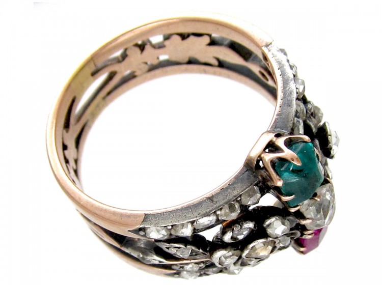 Diamond, Emerald & Ruby Belle Epoque Ring