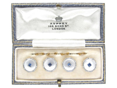 Asprey 18ct, Platinum & Sapphire Buttons