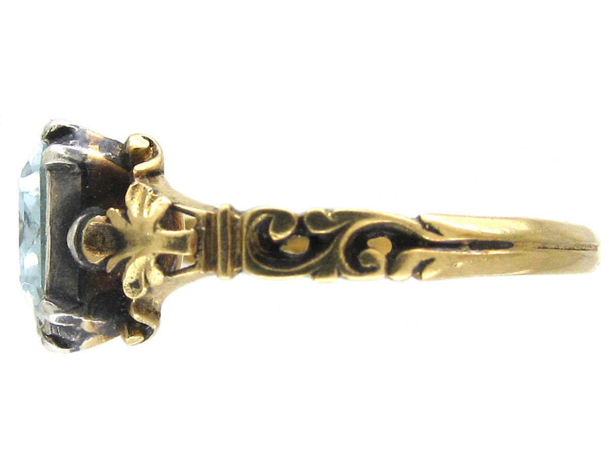 Georgian Barrel Shaped Aquamarine Ring (993E) | The Antique Jewellery ...