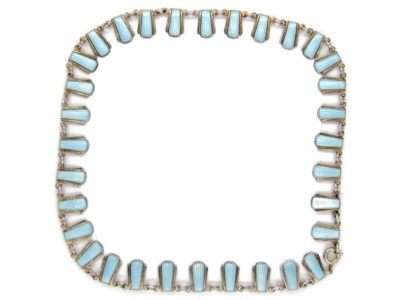 Danish Art Deco Pale Blue Enamel & Silver Necklace