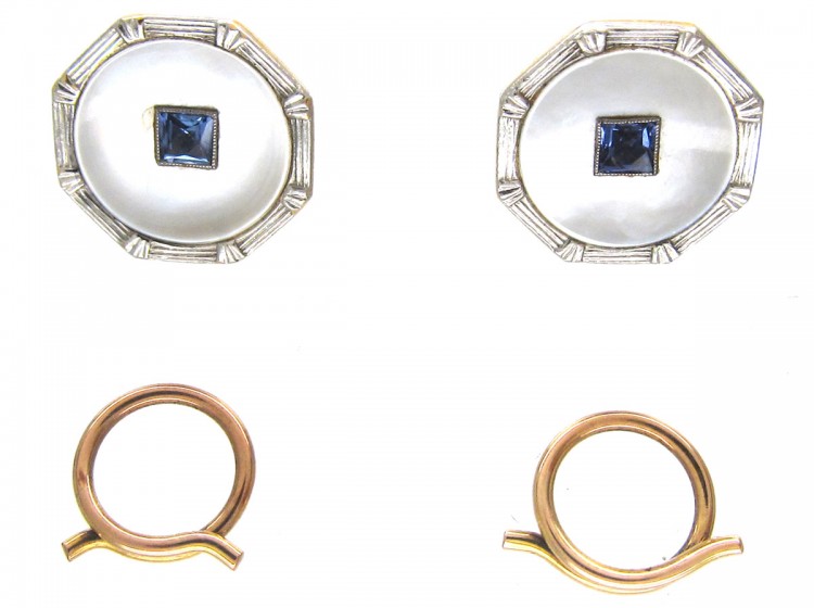 Asprey 18ct, Platinum & Sapphire Buttons