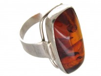 Amber & Silver Ring by Fishland