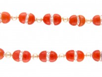 Coral, Natural Pearl & Rock Crystal Beaded Necklace