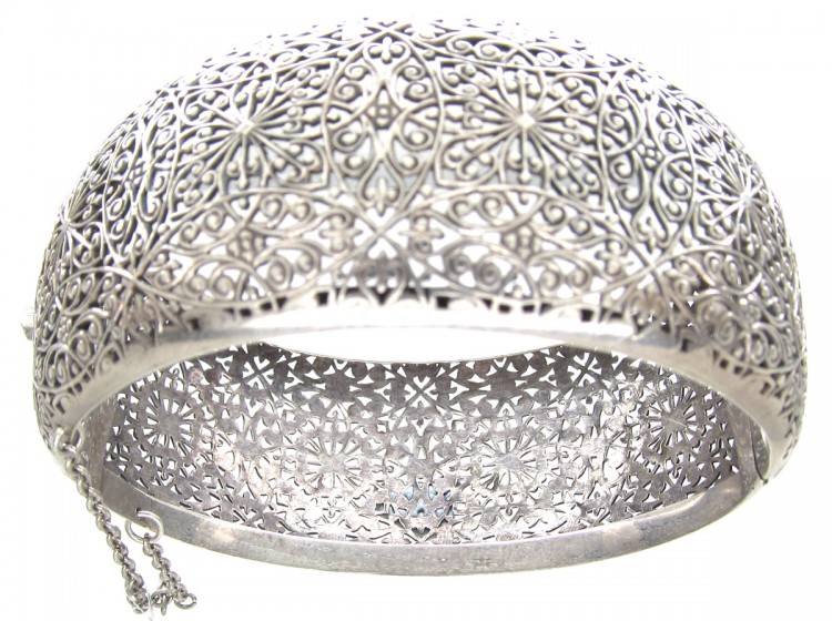 Pierced Silver Victorian Bangle