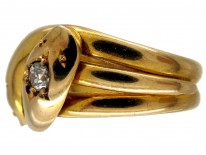 Victorian 18ct Gold & Diamond Double Snake Ring
