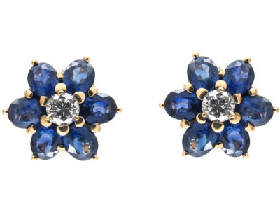 Sapphire & Diamond Cluster Earrings