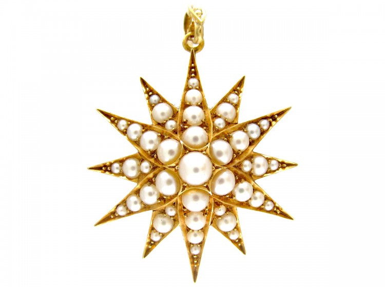 Victorian Natural Split Pearl Star Pendant
