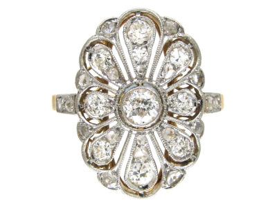 Edwardian Openwork Diamond Oval Cluster Ring