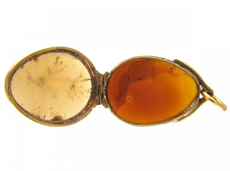 Georgian Gold & Agate Locket Pendant