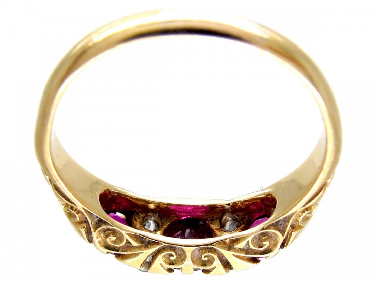 Victorian Ruby & Diamond Three Stone Ring