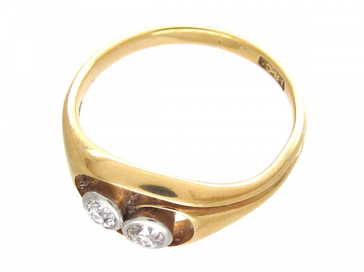 Art Nouveau Two Stone Diamond Twist Ring (291F) | The Antique Jewellery ...