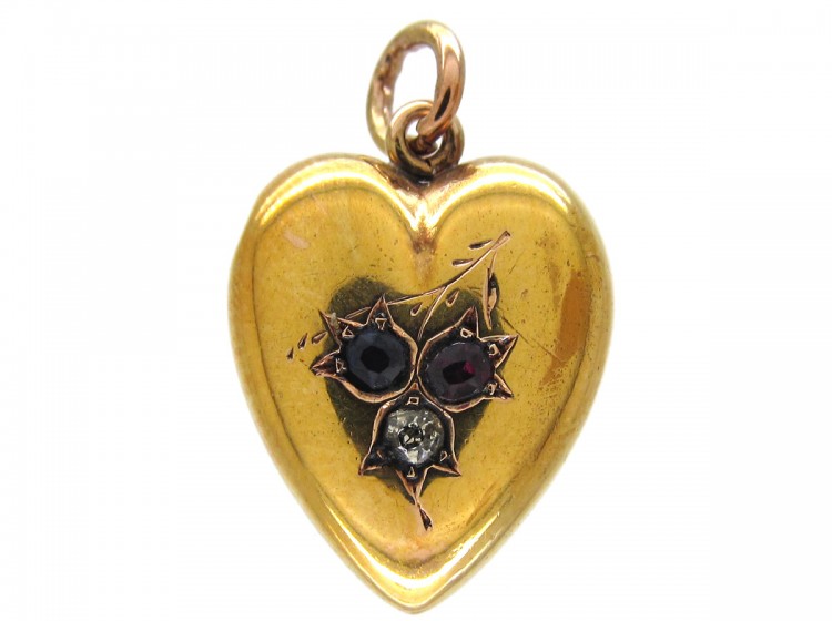 15ct Gold Gem Set Heart Pendant