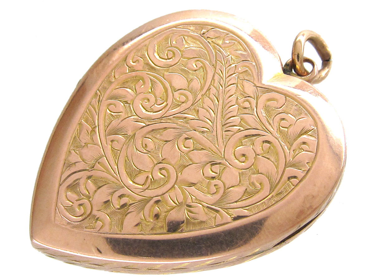 Large 9ct Gold Heart Locket (297F) The Antique Jewellery Company