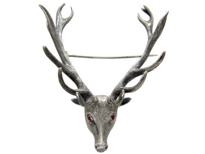 Silver Victorian Stag’s Head Brooch