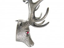 Silver Victorian Stag's Head Brooch