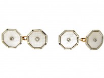9ct & 18ct Gold, Diamond & Mother of Pearl Art Deco Cufflinks