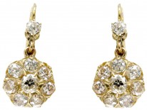 18ct Gold Diamond Drop Cluster Earrings