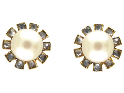 Pearl & Diamond Cluster Earrings