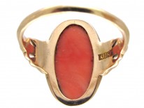 Art Nouveau Gold & Carved Coral Egyptian Revival Ring