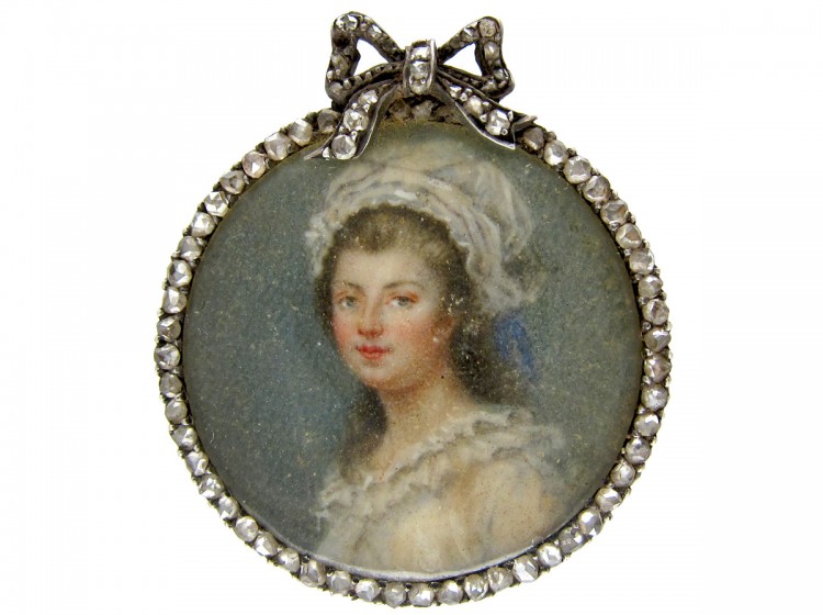 Miniature of Lady in Diamond Set Mount Brooch