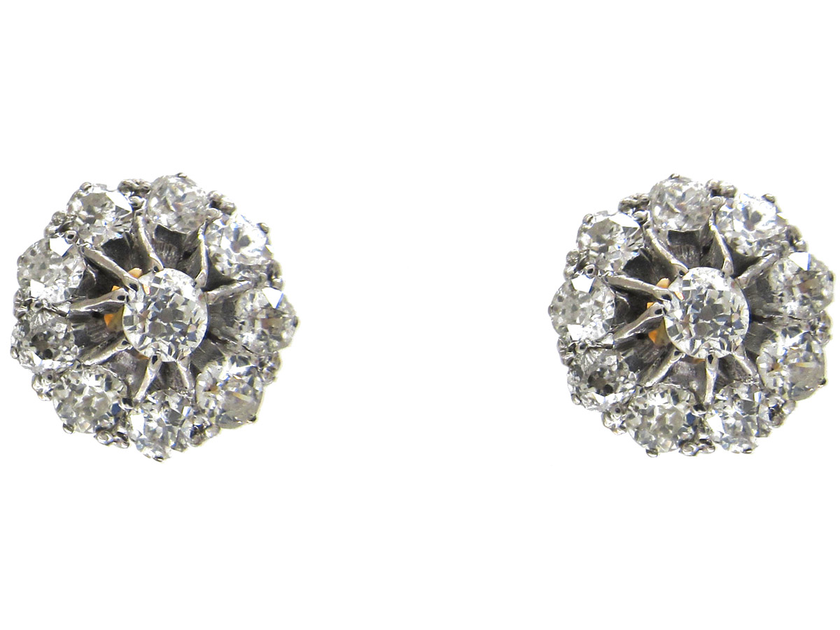 Edwardian Diamond Cluster Earrings (339F) | The Antique Jewellery Company