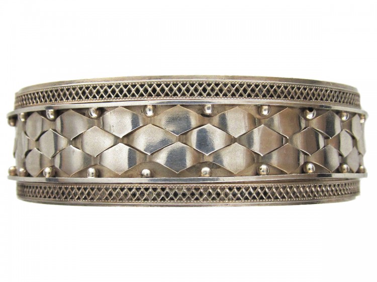 Victorian Silver Woven Design Bangle