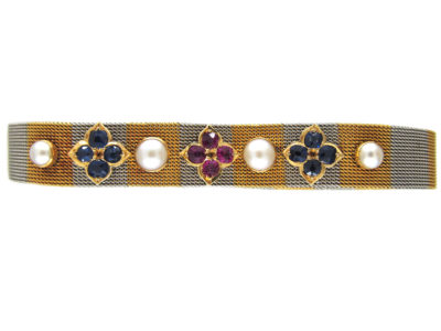 Two Colour Platinum & 18ct Gold Gem Set Bracelet