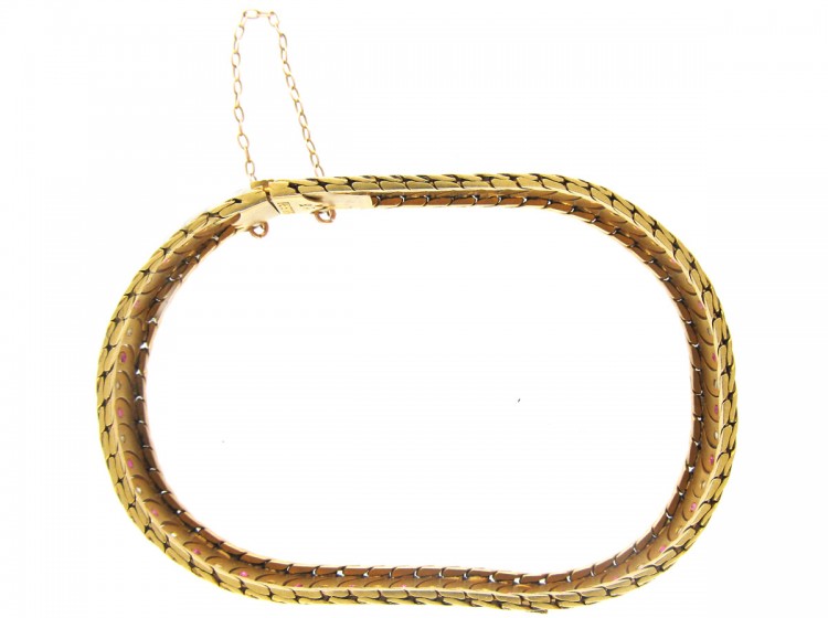 Edwardian 18ct Gold Ruby & Diamond Overlap Design Bracelet