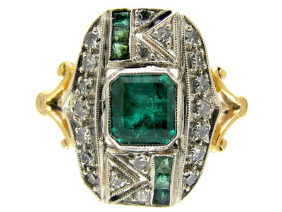 Emerald & Diamond Art Deco Ring