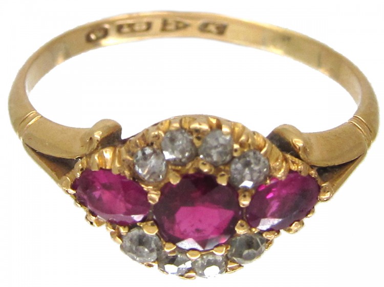 Edwardian Three Stone Ruby & Diamond Ring