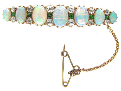 Edwardian Opal, Diamond & Green Garnet Brooch