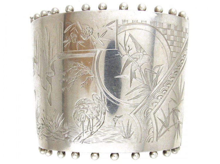 Aesthetic Period Silver Victorian Cuff Bangle