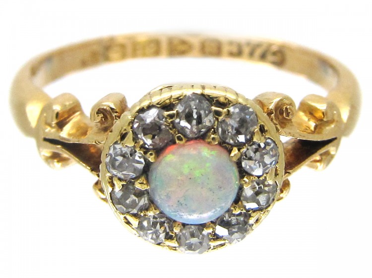 Edwardian Opal & Diamond Cluster Ring.