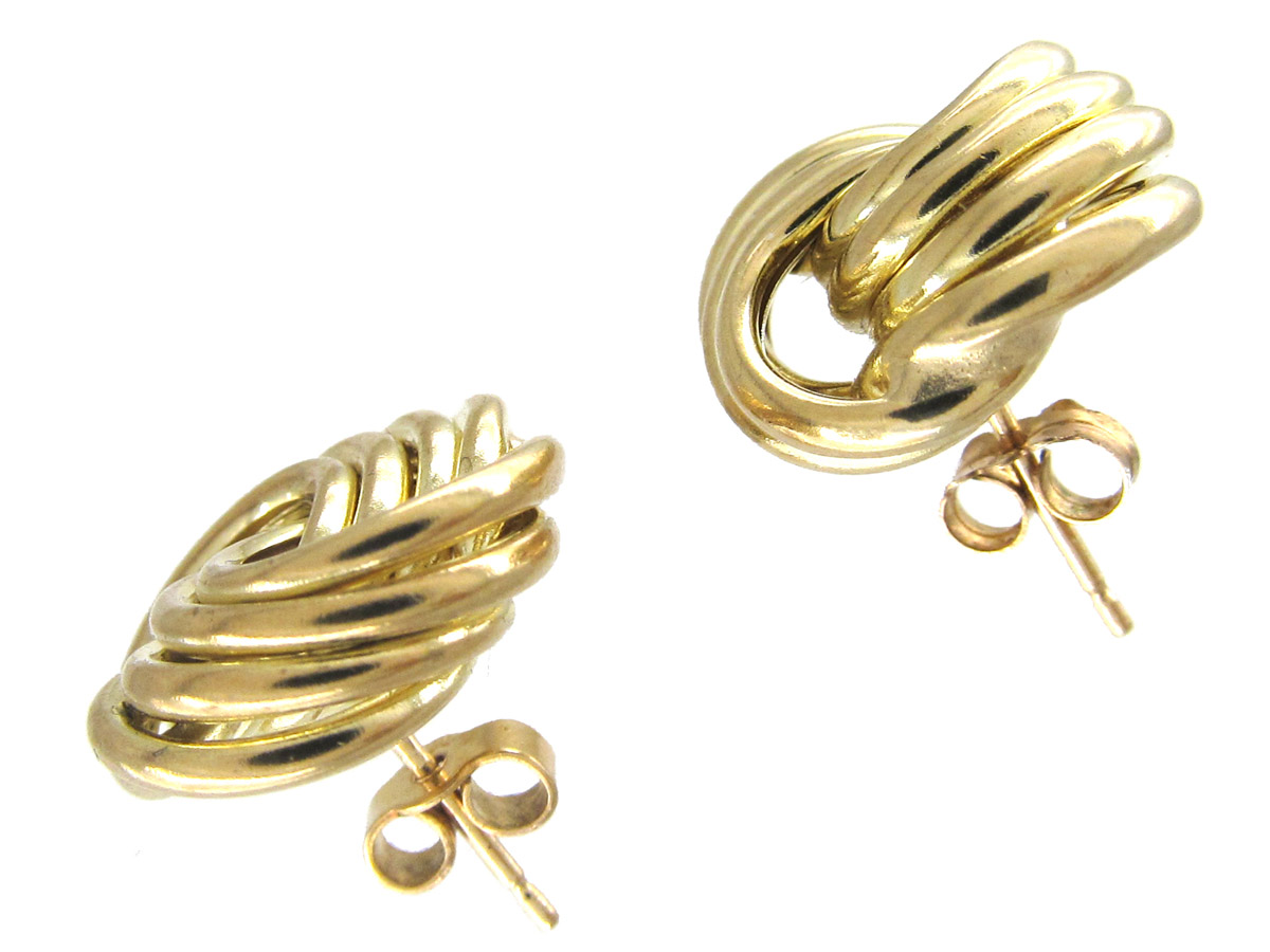 9ct Gold Knot Earrings (360F) | The Antique Jewellery Company