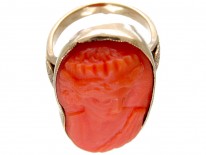 Neoclassical Carved Coral Ring
