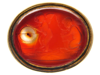 Georgian Gold & Carnelian Seal of Cherubs Sharpening Arrows