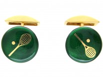 18ct Gold & Enamel Lawn Tennis Cufflinks