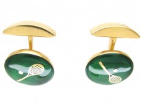 18ct Gold & Enamel Lawn Tennis Cufflinks