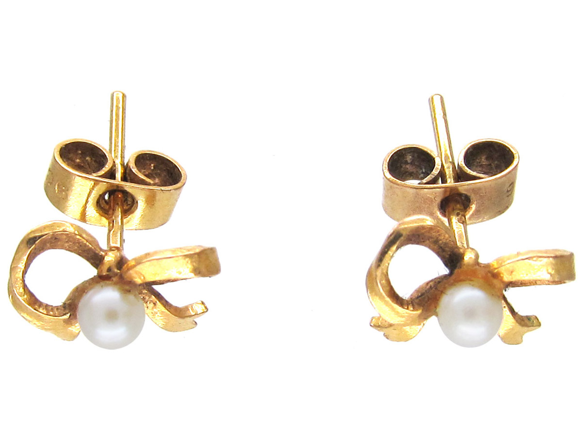 9ct Gold Bow Earrings (364F) The Antique Jewellery Company