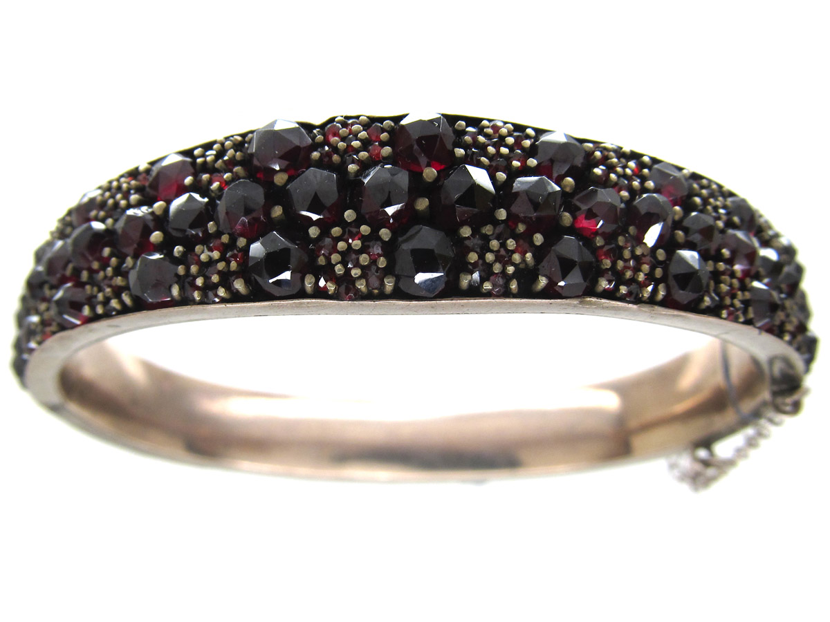 Victorian Bohemian Garnet Bangle (641F) | The Antique Jewellery Company