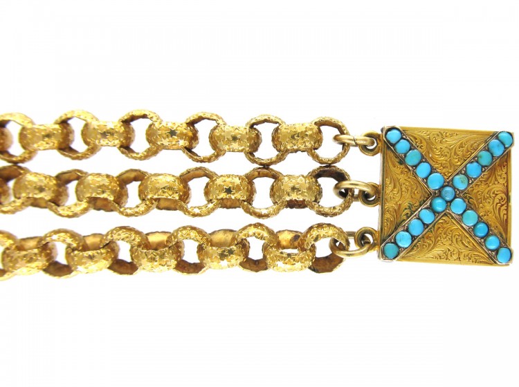 Georgian 18ct Gold Bracelet with Turquoise Set Clasp