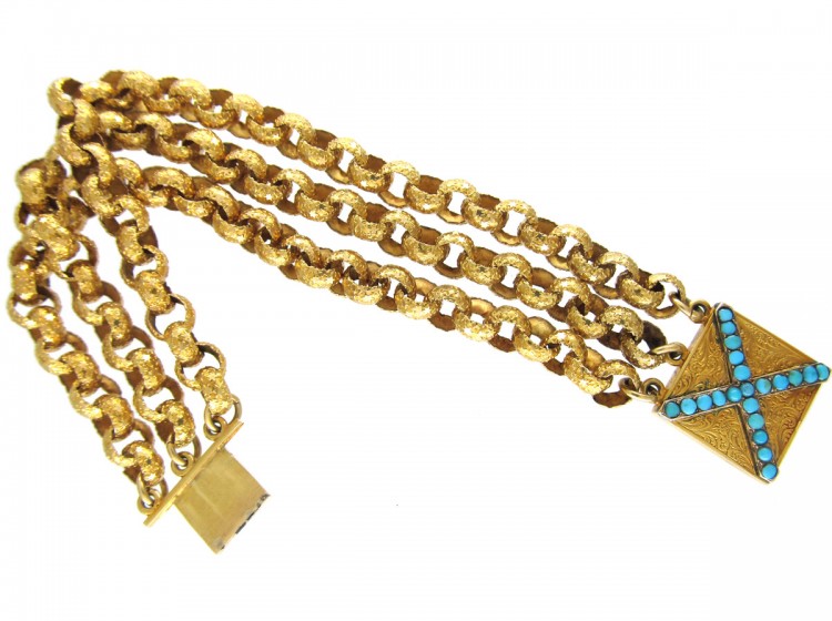 Georgian 18ct Gold Bracelet with Turquoise Set Clasp